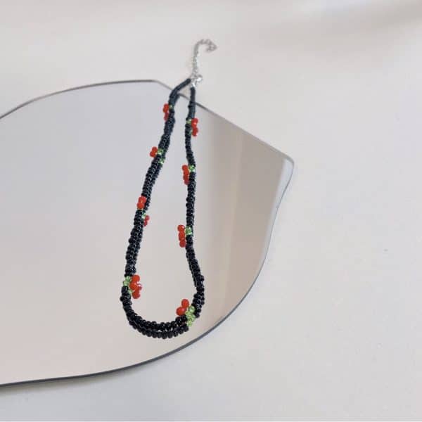 Fresh And Cute Bead Cherry Beaded Necklace