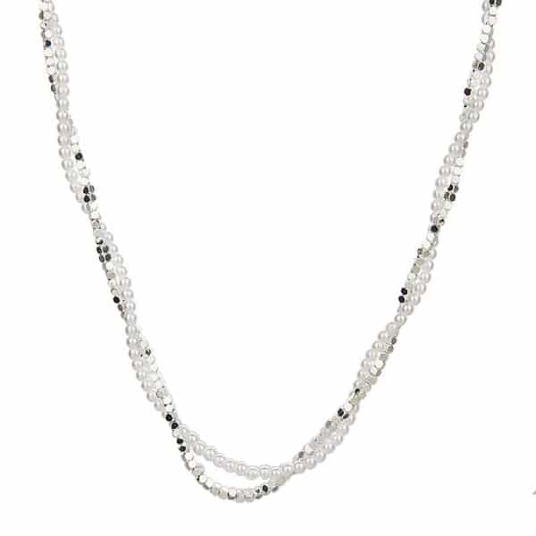 Double-layer Winding Small Pieces Of Silver Pearl Necklace For Women