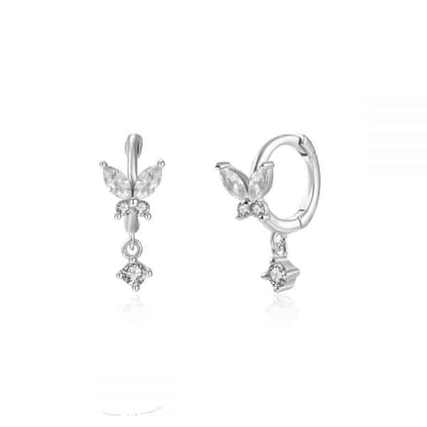 S925 Silver Needle Set Zircon Butterfly Earrings
