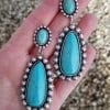 Antique Silver Turquoise Earrings Creative Drop-shaped