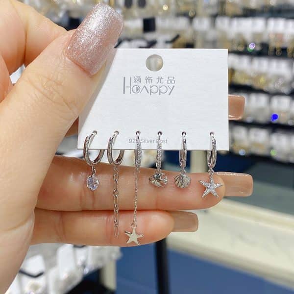 Exquisite Versatile Starfish Set Combination Earrings