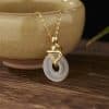 Women's Sterling Silver Snake White Jade Necklace