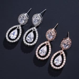 Copper Inlaid Zircon Drop Earrings Women's