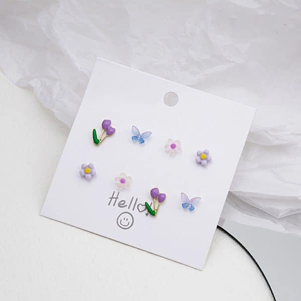 Silver Needle Color Tulip Butterfly Set