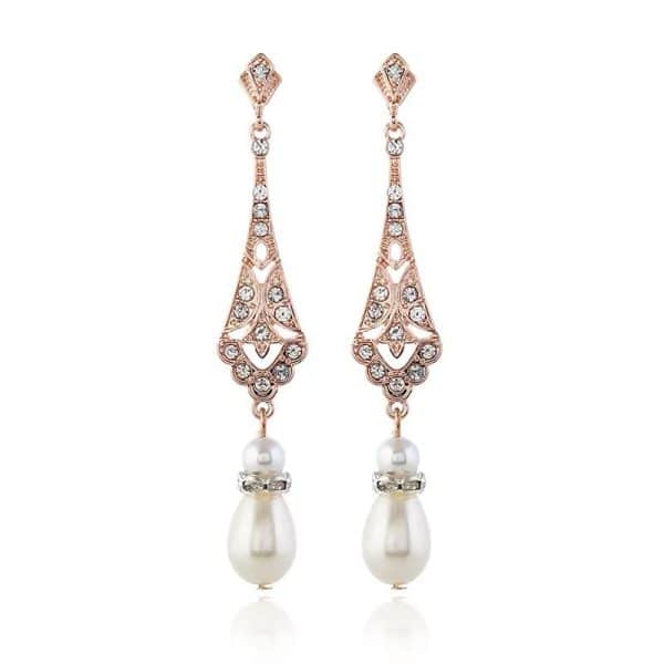 Alloy Silver Drop-shaped Pearl Earrings