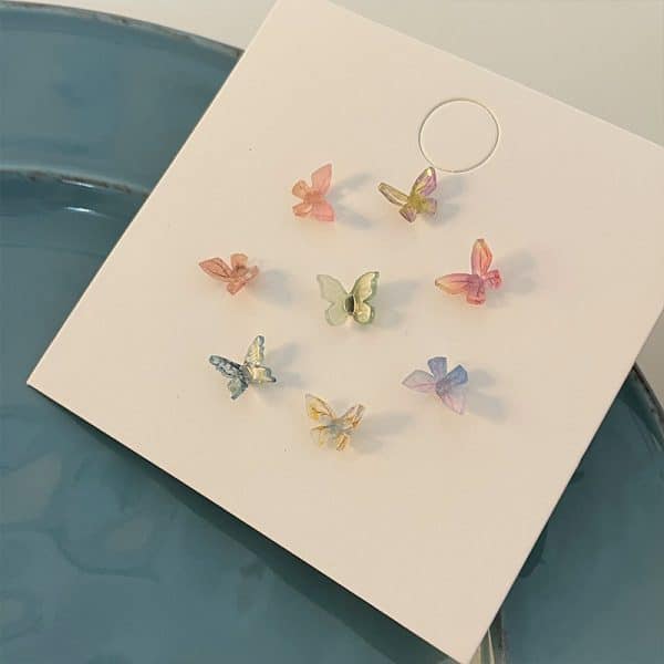 Women's Fashionable And Cute Multi-coloured Butterfly Earrings Set