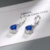 Zircon Water Drop Earrings Women's Simple Royal Blue