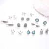 Crown Diamond Elephant Leaf Owl 10 Pair Set Earrings