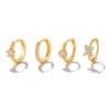 Women's Flower Inlaid Earrings And Buckle 4 Piece Set