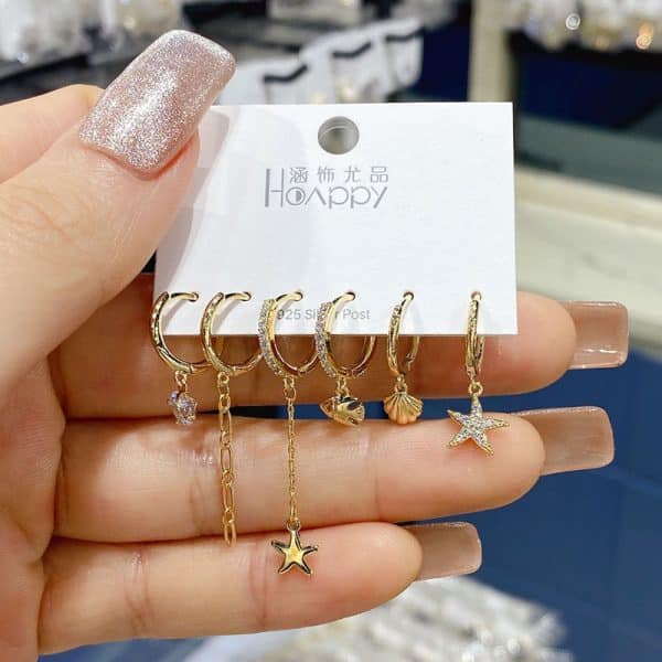 Exquisite Versatile Starfish Set Combination Earrings