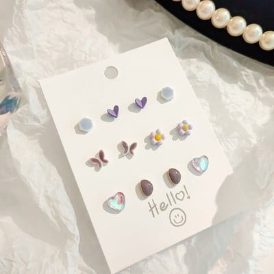 Sterling Silver Needle Stud Earrings Women's Set Small Delicate Eardrops Bone Nail