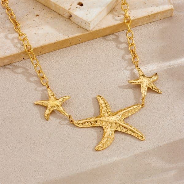 Shell Starfish Sun Stainless Steel Necklace