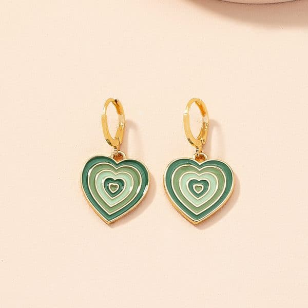 Alloy Drop Oil Love Earrings Female Retro Personality