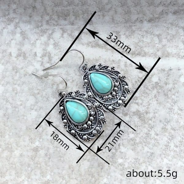 Women's Water Drop Artistic Retro Imitation Turquoise Earrings