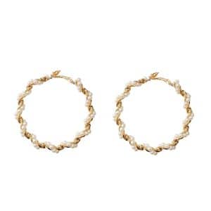 925 Silver Needle Pearl Circle Female Exaggerated Earrings