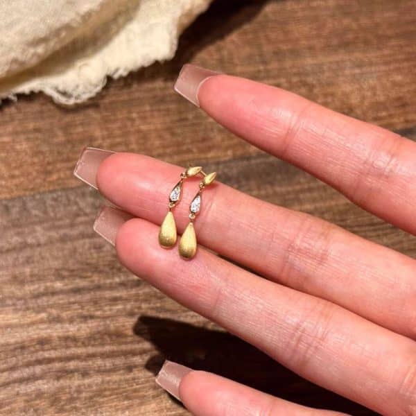 Brushed Water Drop Ear Studs Women