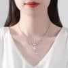 Water Drop Pendant Copper Inlaid Zircon Crystal Super Shining Necklace