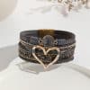 Leather Cord Bracelet Bohemian Multi-layer Rough Stone Love Jewelry For Girls