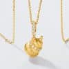 Brushed Calabash Pendent Necklace S925 Silver Plating 10k Gold