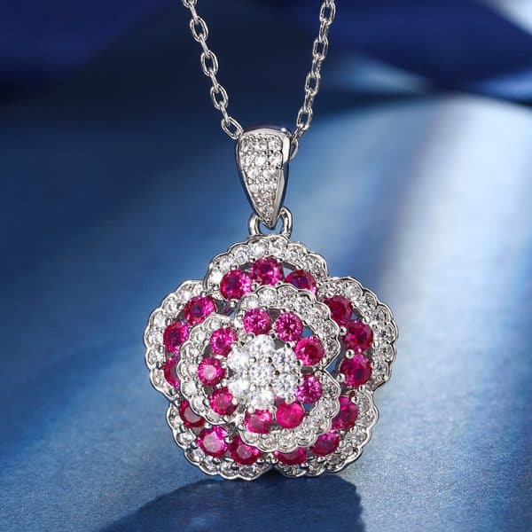Copper Sole Gold-plated Simulation Red Corundum Rose Temperament Entry Lux Suit