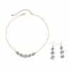 Blue And White Porcelain Round Beads Tassel Necklace Simple All-match Flower Earrings