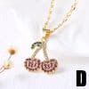 Fruit Strawberry Cherry Pendant Necklace Jewelry For Women