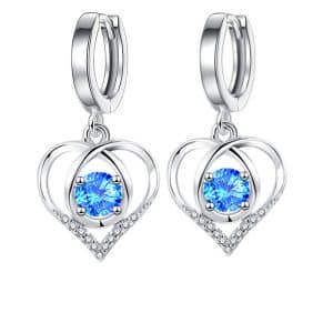 Silver Plated Heart With Dream Buckle Drop Earrings