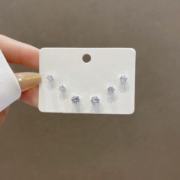 Women's Fashion Simple Silver Pin Earrings Set