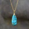 Emperor Stone Water Drop 18K Gold Plating Chain Pendant Necklace