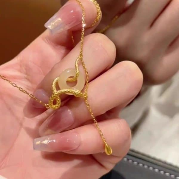 Gold Snake New Chinese Style Jade Necklace