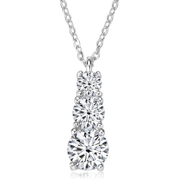 Female Geometric Three-Life Stone Pendant Zircon Inlaid