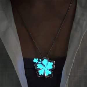 Summer Luminous Flower Necklace Metal Silver Petals Light-emitting Pendant Female