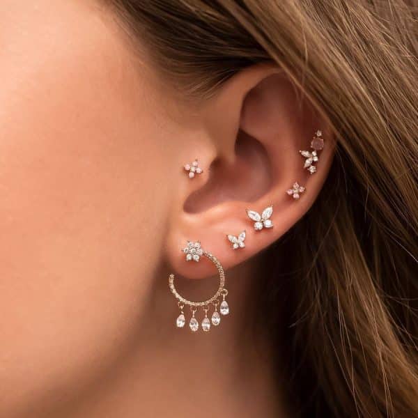 Mini Set Earrings Simple Women's Small New Butterfly