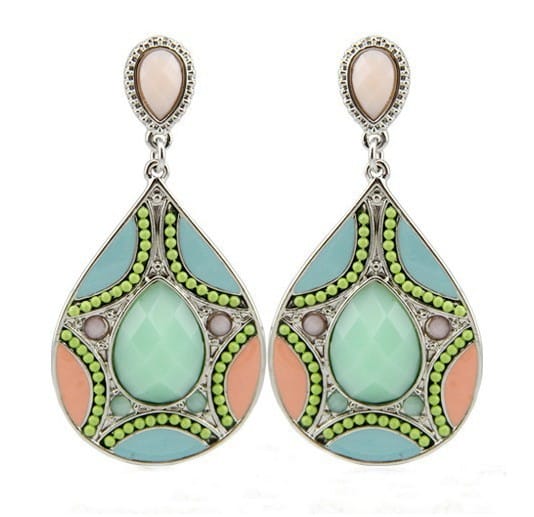 Bead Pattern Resin Water Drop Earrings
