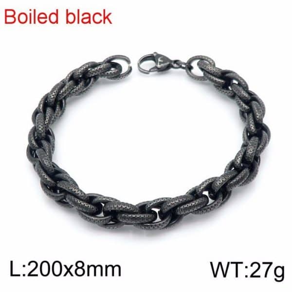 Black Dot Pattern Men's Necklace Stainless Steel Retro Men Bracelet