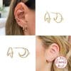 S925 Sterling Silver Layered C- Shaped Pave Claw Set Double Earrings