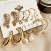 Temperament Pearl Pendant Earrings Triangle Metal 9-piece Set