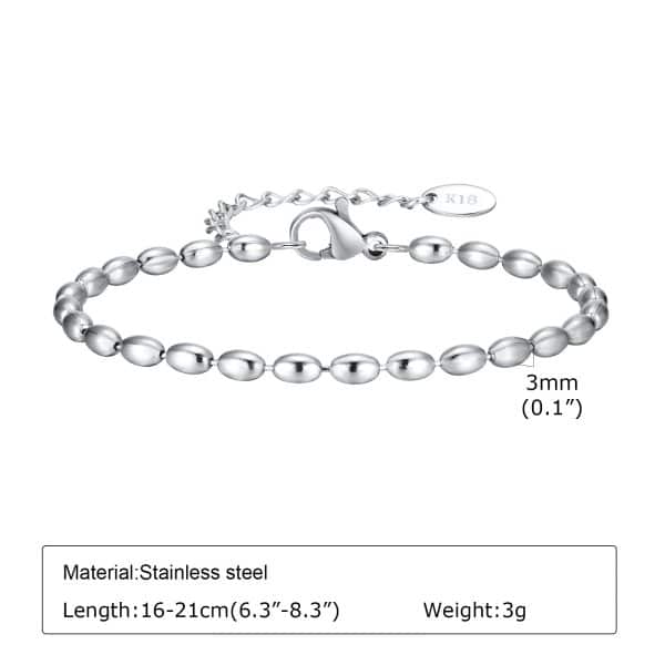 Stainless Steel Fashionable Rugby Bead Necklace Bracelet Gold