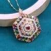 Hexagonal Design Color Zircon Pendant Necklace