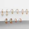 5Pair Fashion Round Twist Copper Small Hoop Earrings Set For