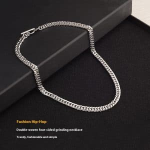 Advanced Double-woven Four-sided Grinding Trend Men's Versatile Simple Necklace