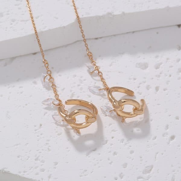 Korean Style Micro Set Zircon Flower Super Fairy Tassel Earrings Fashion Long Tassel Versatile Ear Line Earrings Female