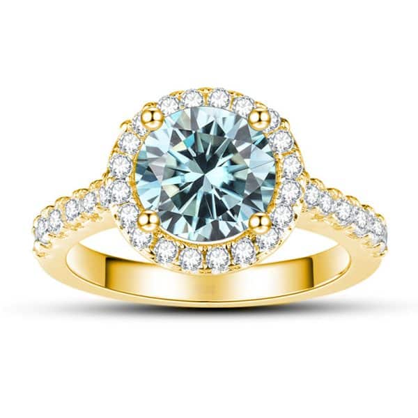 1 Karat 65mm Color Moissanite Ring Gold Ring Shank S925 Sterling Silver Moissanite