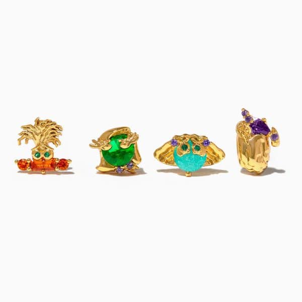 Color Zircon Cartoon Earrings Four-piece Set Trendy Earrings Suit