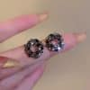 Dark Style Affordable Luxury Fashion Black Circle Flower Earrings