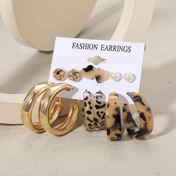 Personalized Metal Three Tube Fried Dough Twist Earring Set 6 Pieces