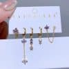Ladies New Fashion Zirconium Ring Earring Set