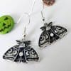 Women's Silver Sun Moon Moth Drop Earrings