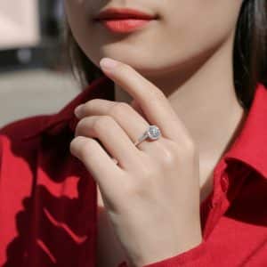 S925 Silver Ring Square Surrounding Ring Set With Moissanite