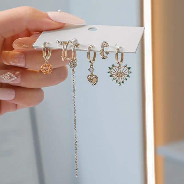 Women's Fashion Versatile Love Fringe Earrings Set